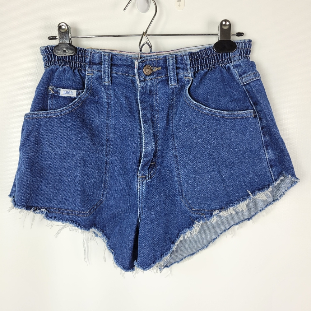 LEE Vintage Blue Jean Cutoffs Elastic Waist Sz 6 Like New